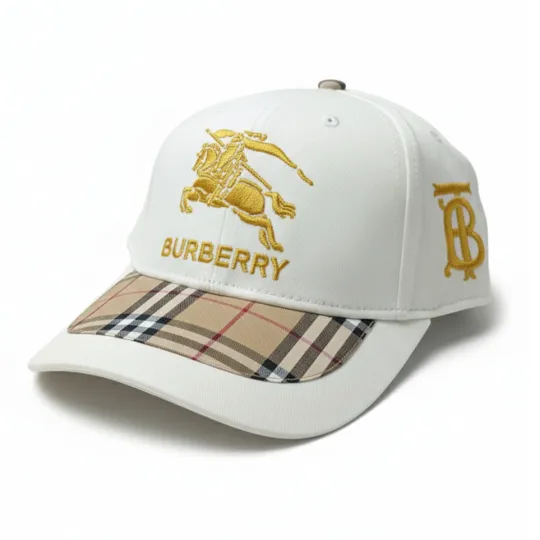 Burberry White Baseball Cap – Equestrian Knight Logo